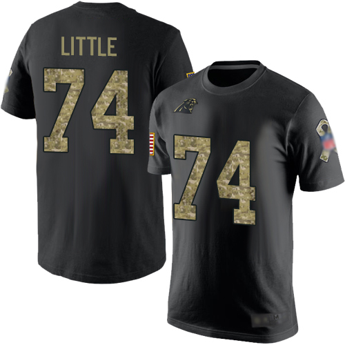 Carolina Panthers Men Black Camo Greg Little Salute to Service NFL Football #74 T Shirt->carolina panthers->NFL Jersey